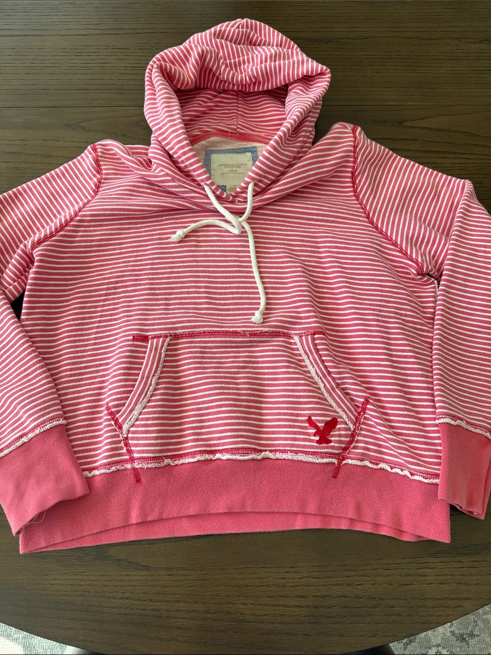 American Eagle Pink Striped Hoodie Size Med/Lrg